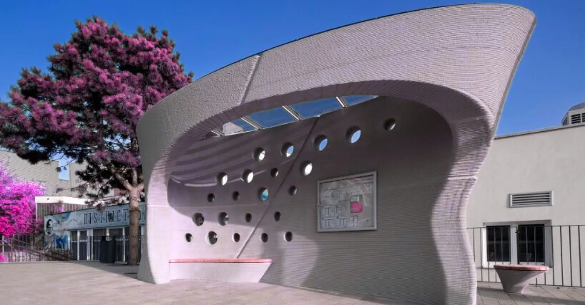 3D-Printed Concrete Bus Stop Redefines Bratislava Streetscape